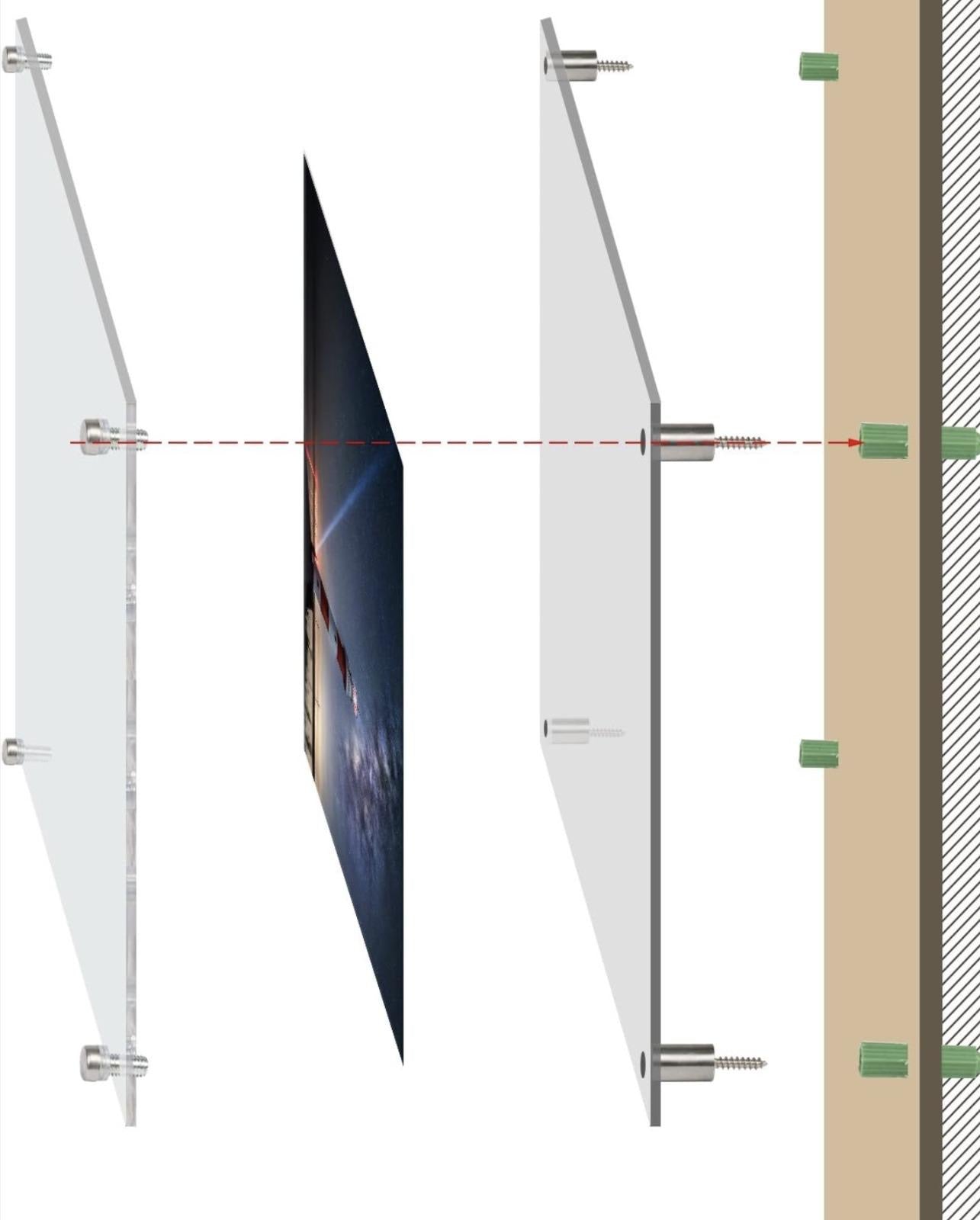 8.5x11 Custom Clear Acrylic Floating Wall Frame, Straight Corners: Artwork, Photo, Diploma